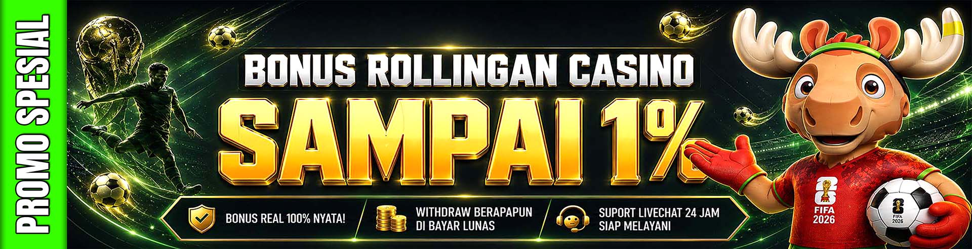 BONUS ROLLINGAN CASINO 1%